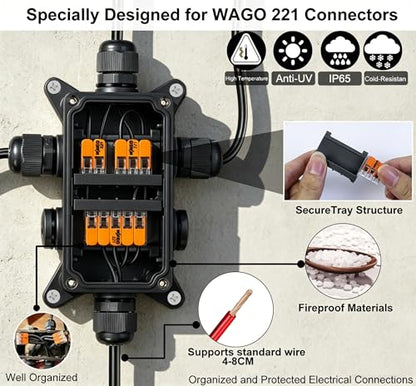 IP65 Waterproof Junction Box for WAGO 221 Lever Nuts