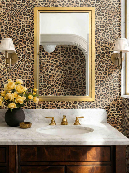 Cheetah Print Wallpaper Room Decor Brown Leopard Peel and Stick Wallpaper (Cheetah / 17.3" x 393.7")