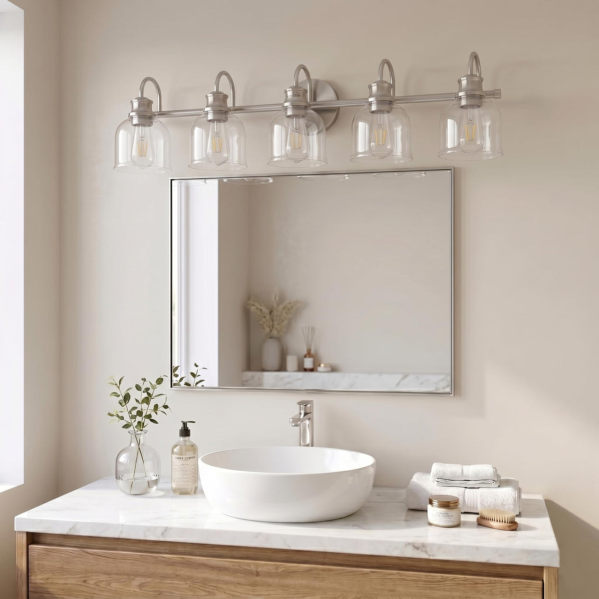 5 Lights 40" Bathroom Vanity Light Fixtures (Brushed Nickel / 5 Lights)