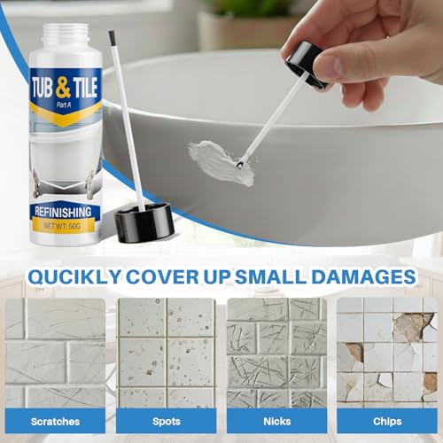 Tile Paint Tub and Tile Paint Refinishing Kit with Tools and Hardener