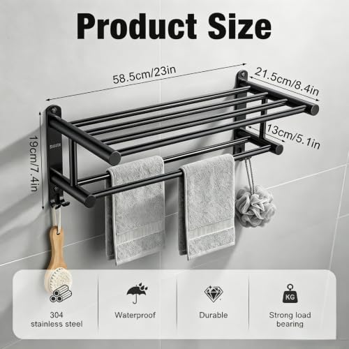 23" Double Towel Rack with 2 Hooks