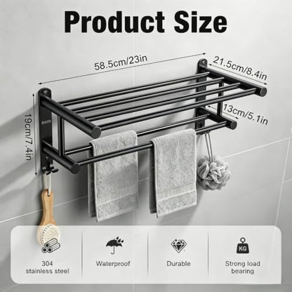 23" Double Towel Rack with 2 Hooks