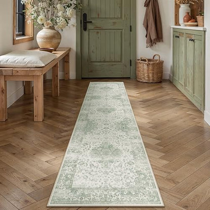 Green 2x8 Runner Rugs Washable for Hallway (Y|green / 2' x 8' (Runner))