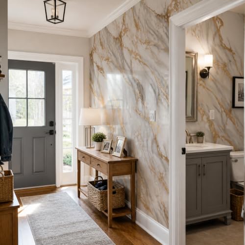 1 Pack Peel and Stick Marble Foam Wall Sticker