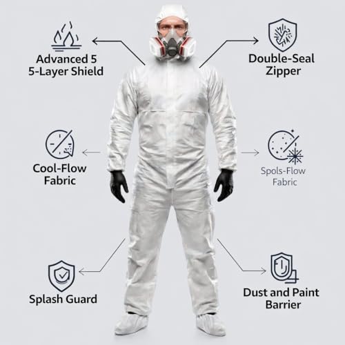 Hazmat Suit Disposable Coverall Kit with Hood