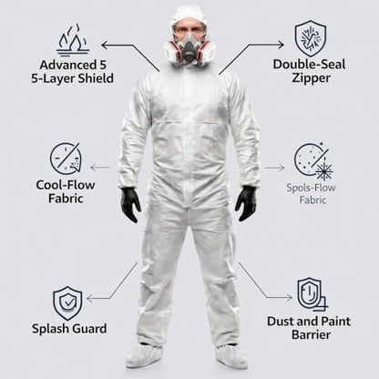 Hazmat Suit Disposable Coverall Kit with Hood