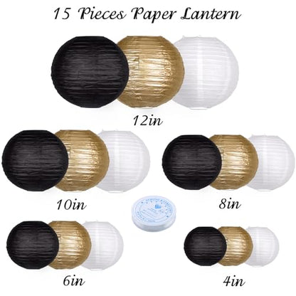 Round Chinese Paper Lanterns Decorative 15pcs for Wedding Birthday Party Baby Showers Decoration¡­
