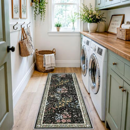 Washable Kitchen Runner Rug 2x6 (Black / 2x6)