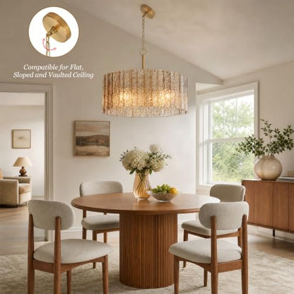 Smoked Bark Textured Glass Chandelier