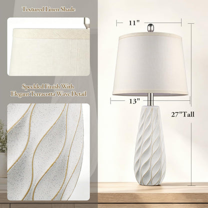 27" Ceramic Table Lamps Set of 2 Coastal Lamps (27" 2 Pcs - White)