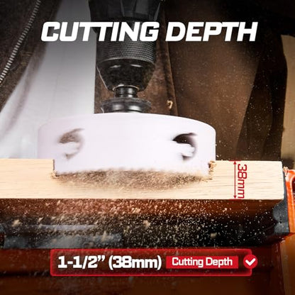6 Inch(152mm) Hole Saw, 1PC HSS Bi-Metal Hole Saw Kit with Shark Tooth Hole Cutter for Wood,Drywall, PVC Boards and Thin Metal (1 PCS 6")