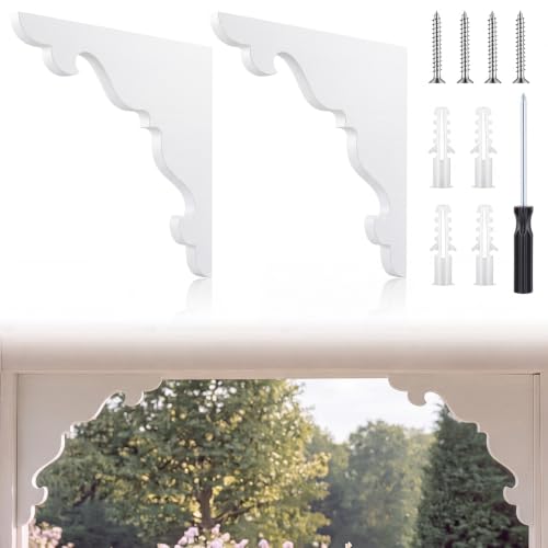 2 Pcs Large Wood Porch Corbels for Doorway 12" W x 0.6" D x 12" H