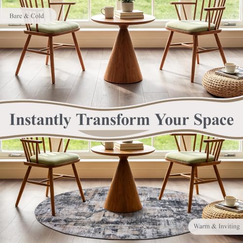 6ft Round Area Rug (Black & Cream / 6' (Round))