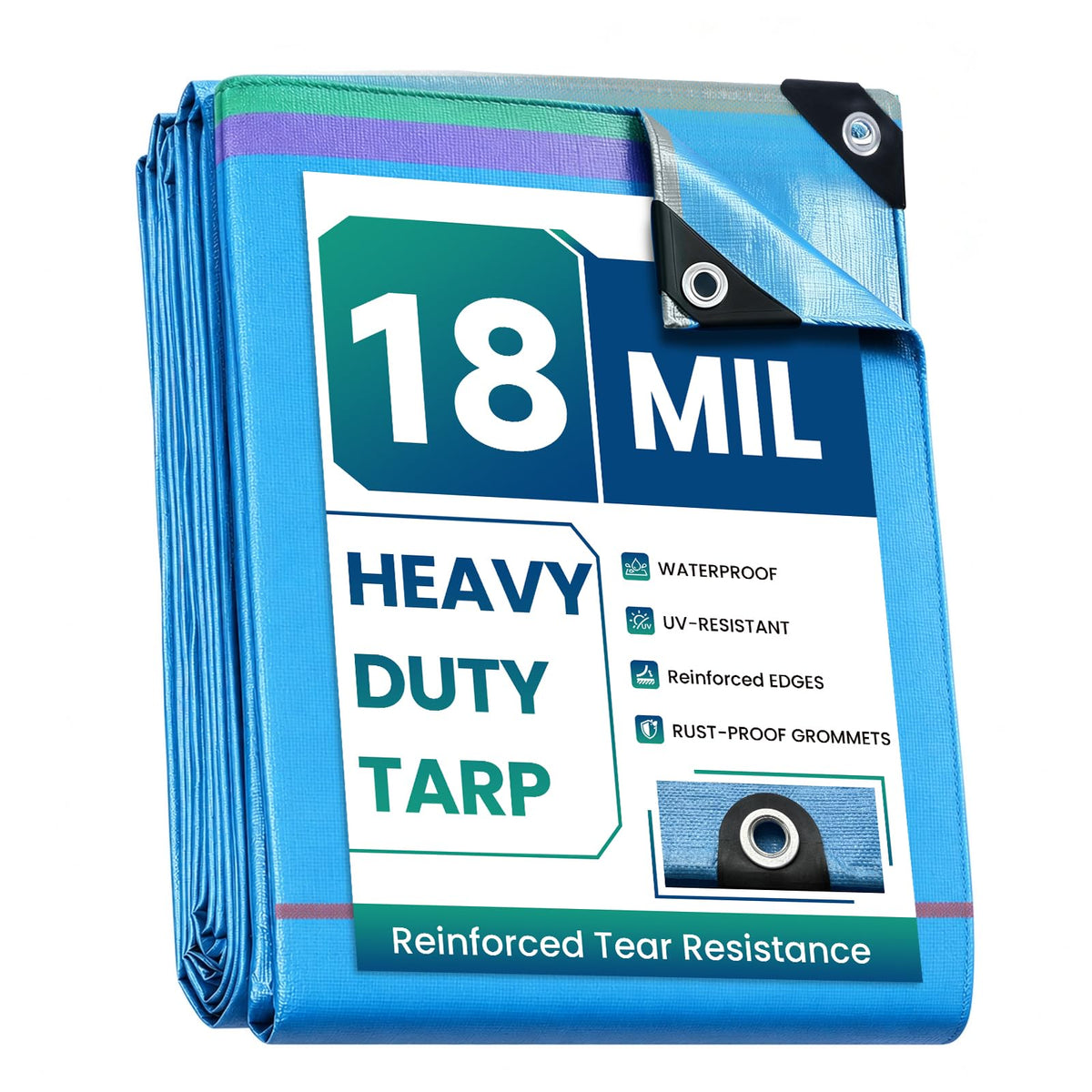 20x20 Ft Tarps Heavy Duty Waterproof with Grommets (20'x20')