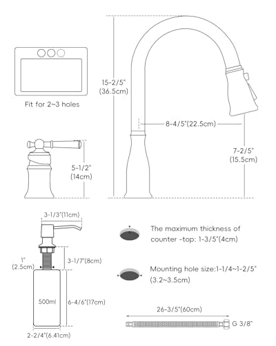 Matte Black 3 Holes Kitchen Sink Faucets with Separate Handle (Separate handle / Matte Black)