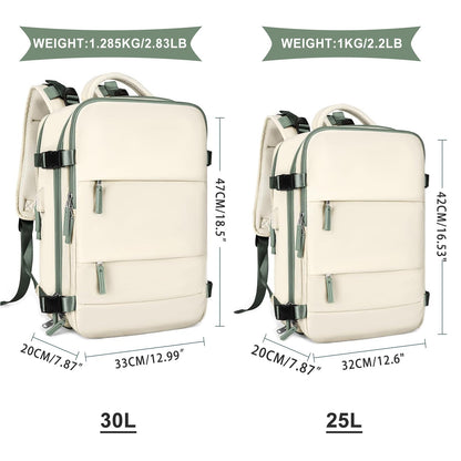 Large Travel Backpack for Women Men (White Green / 30 liters)