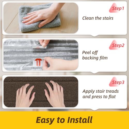 Stair Treads for Wooden Steps Indoor (30" X 8" / Brown)