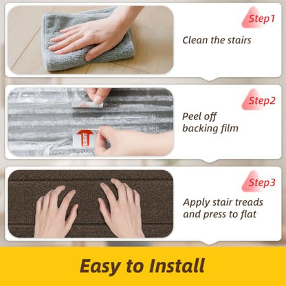 Stair Treads for Wooden Steps Indoor (30" X 8" / Brown)
