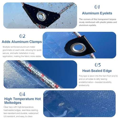6x12ft Clear Tarp with Grommets (6 x 12 FT)