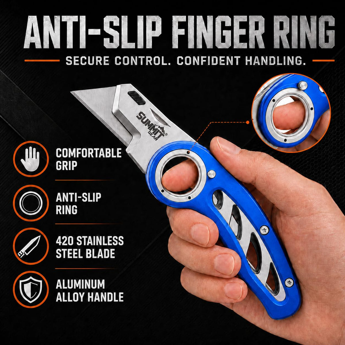 SUMMIT GEAR EDC Folding Utility Knife (Blue)