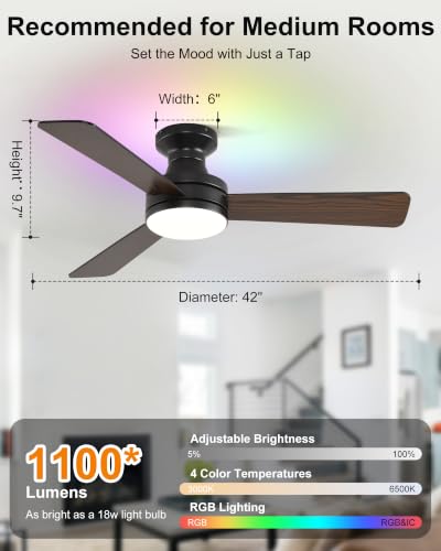 Smart RGB Ceiling Fans with Lights
