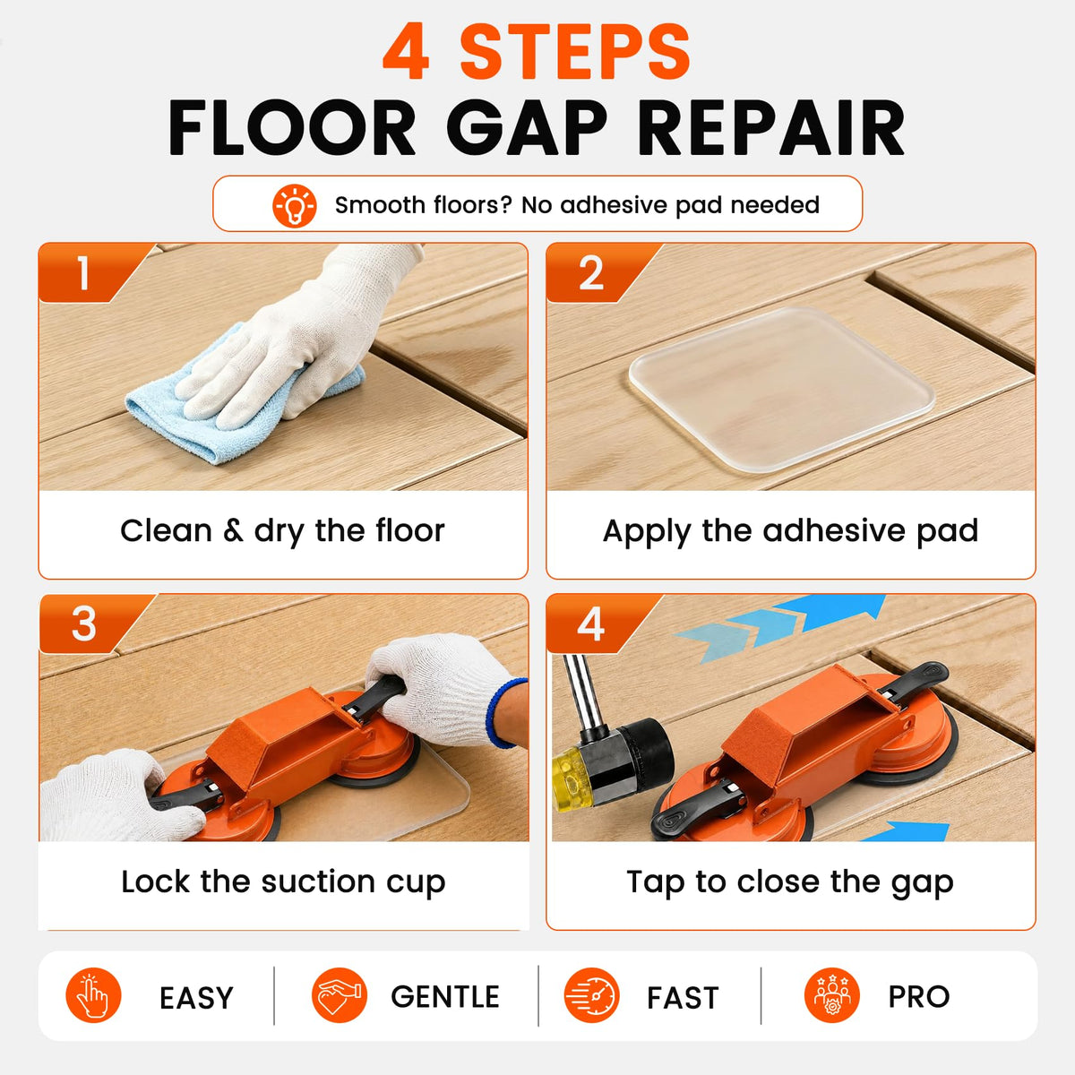 Floor Gap Fixer Tool Double Suction Cup Laminate Flooring Complete Kit