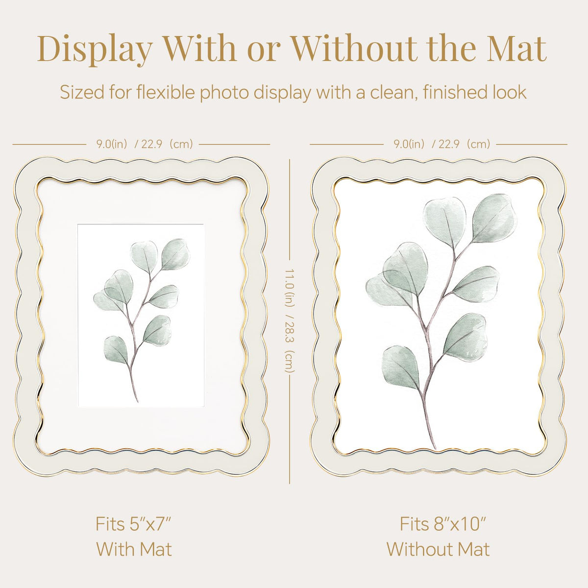 8x10 Scalloped Wavy Metal Picture Frame (Cloud Ivory / 8x10)