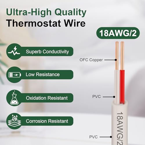 18 2 Thermostat Wire 30FT (white-18/2 / 30FT)