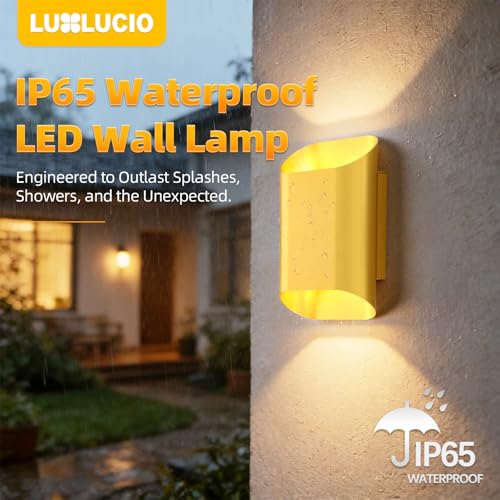 Gold Up & Down Indoor Outdoor LED Wall Sconce (Gold / 2 pack)