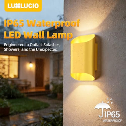 Gold Up & Down Indoor Outdoor LED Wall Sconce (Gold / 2 pack)
