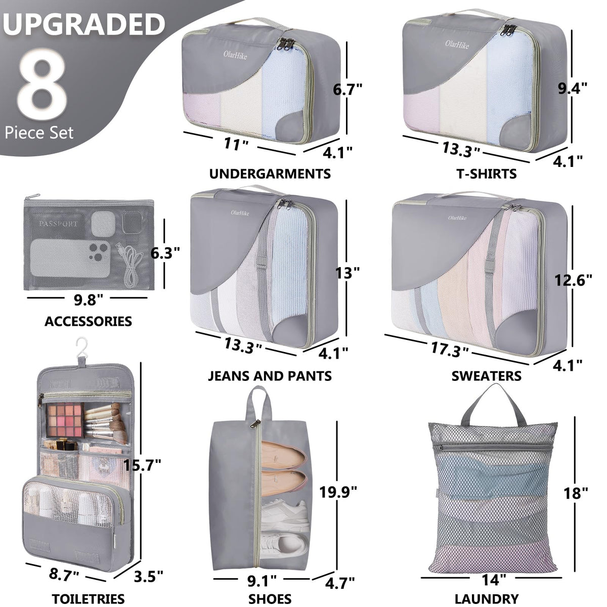 Packing Cubes for Travel (04 Gray)