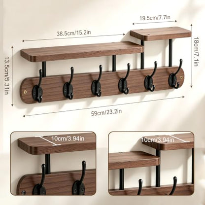 Coat Rack Wall Mount 23" Coat Rack Wall Mount with Shelf for Entryway