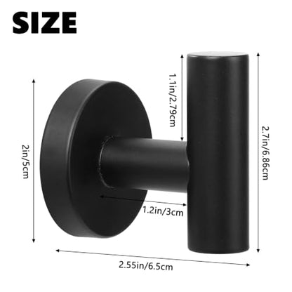 Matte Black Bathroom Robe Hook Heavy Duty Round Base Wall