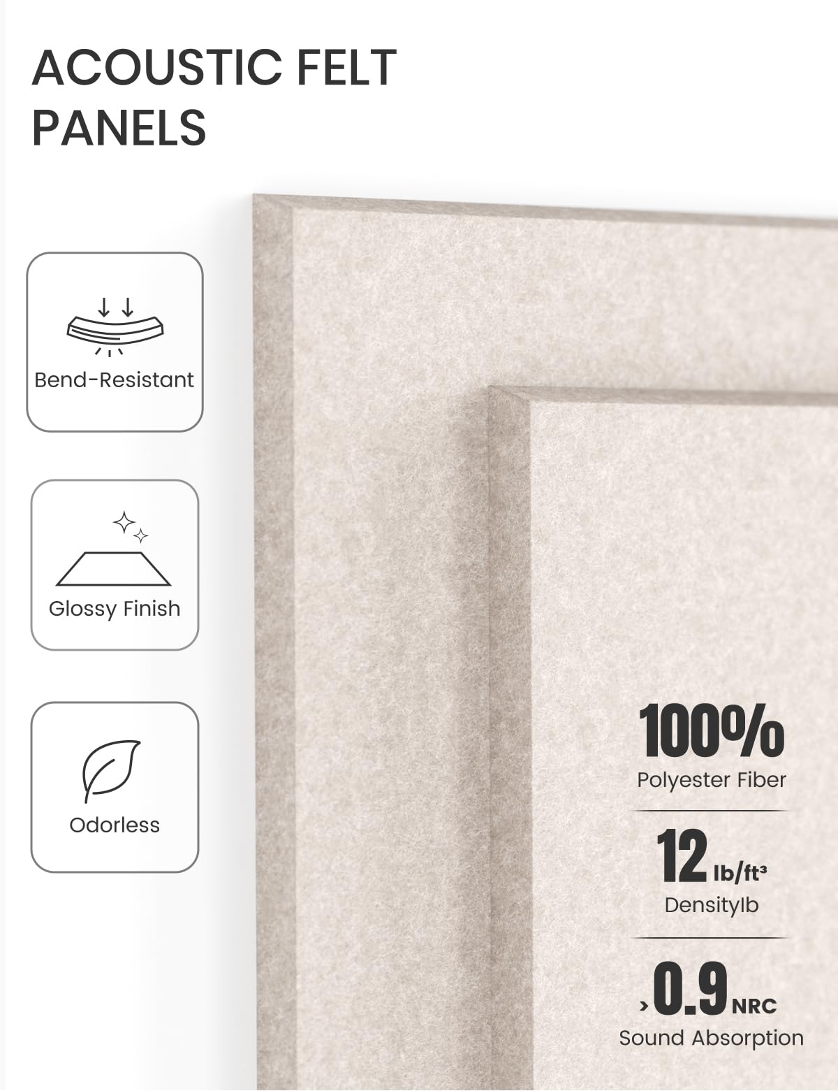 Felt Bulletin Board & Cork Board Alternative 48'' x 36'' (Oatmeal-1 / Solid tile 6-pack)
