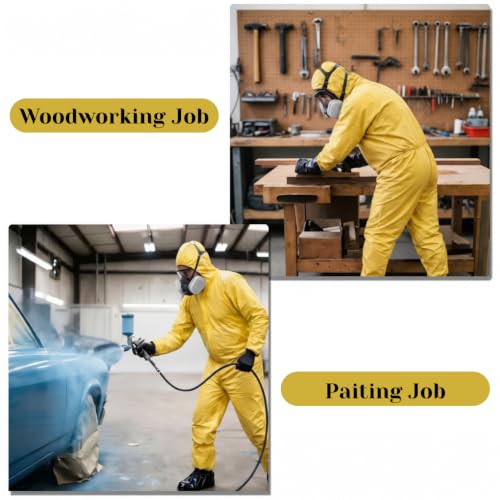 Yellow Hazmat Suit Coveralls with Long Gloves & Shoe Covers