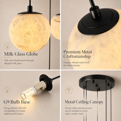 Black Alabaster High Ceiling Chandelier