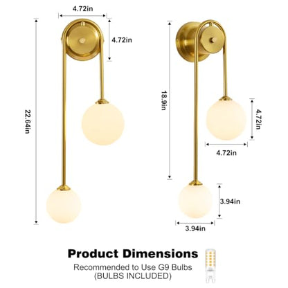 2 Light Milk White Glass Wall Sconce