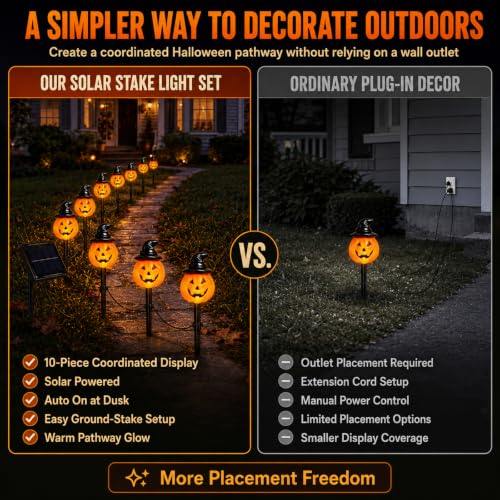 10 Pack Halloween Decorations Outdoor Pumpkin Moon Garden