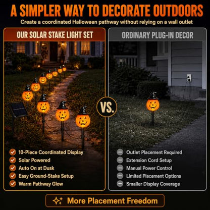 10 Pack Halloween Decorations Outdoor Pumpkin Moon Garden