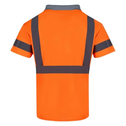 3pcs Hi Vis Polo Shirts for Men Reflective ANSI Class 2 Safety High Visibility Construction Work T Shirts