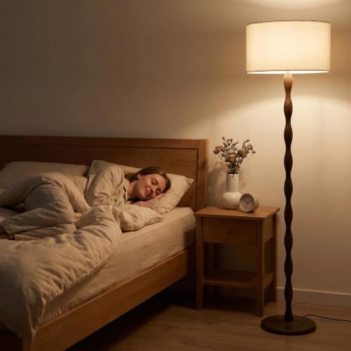 64.9" Farmhouse Solid Walnut Wood Floor Lamp