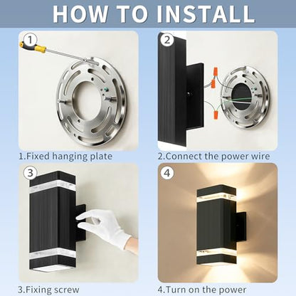 Plastic Square Outdoor Wall Lights 1 Layer