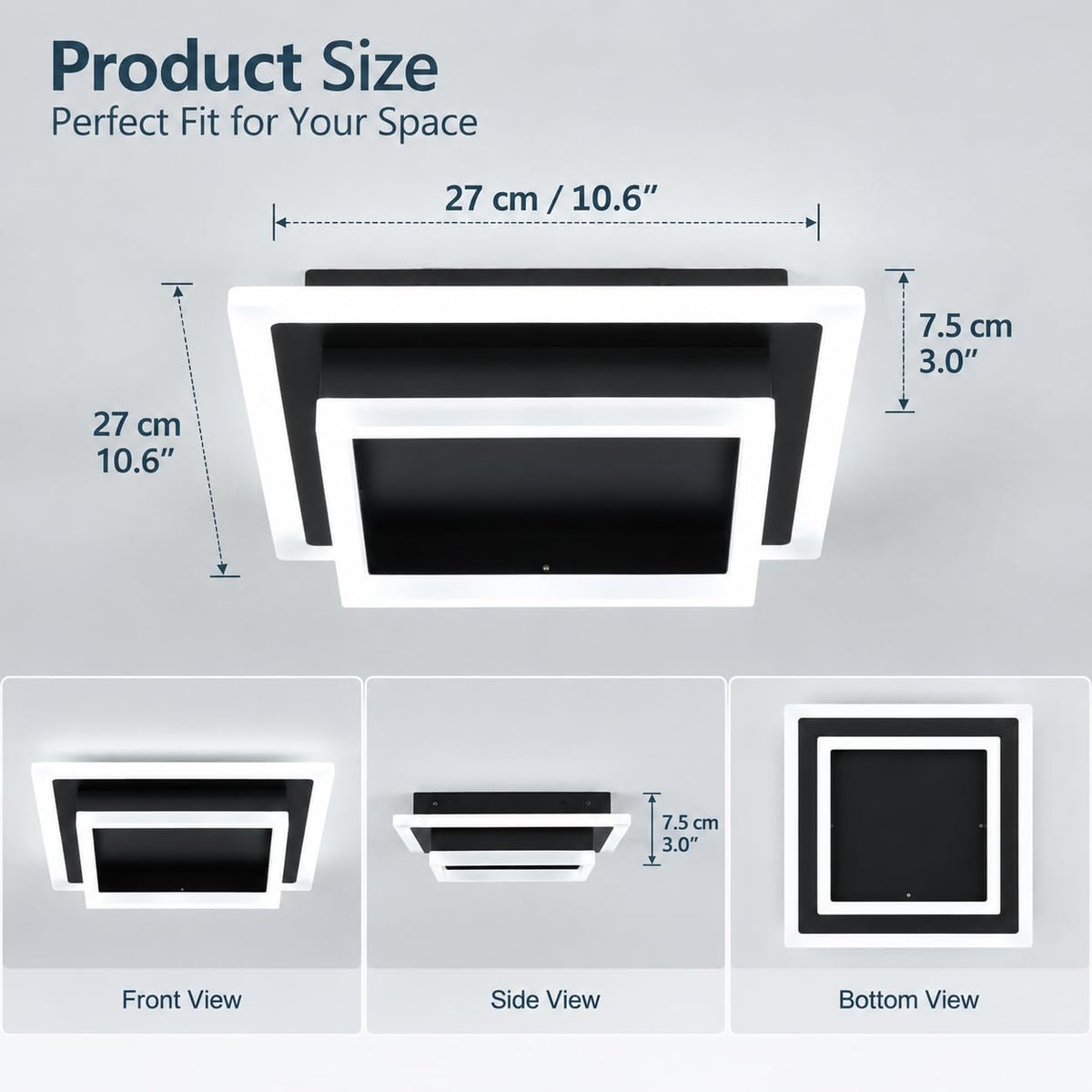 Modern LED Ceiling Light (Black / 10.62 Inches)