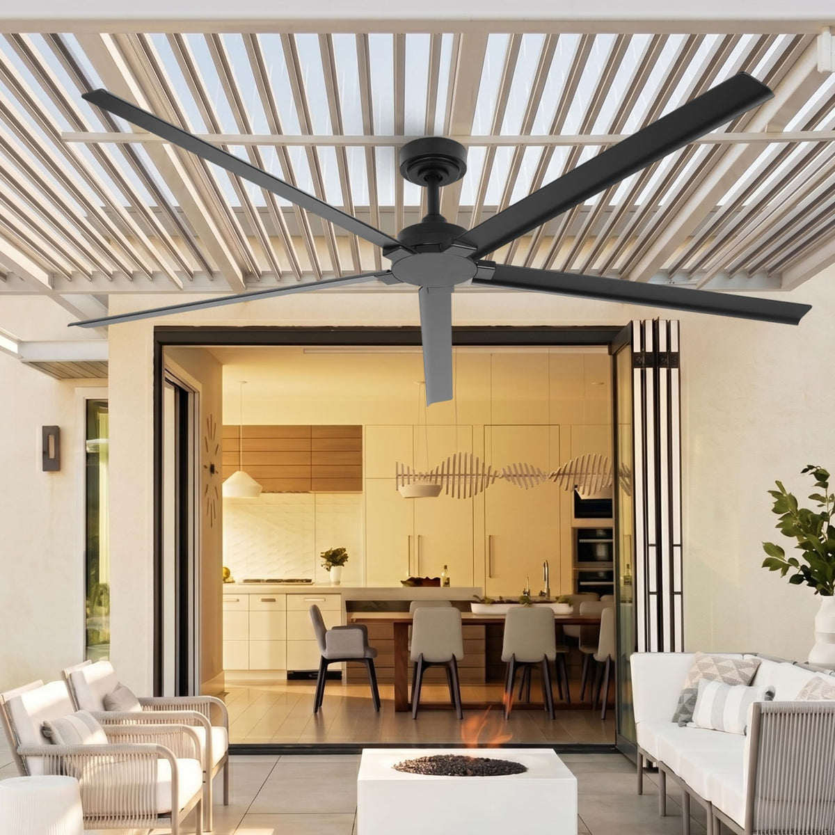 72" Outdoor Ceiling Fan With Remote (Black / 72-inch)