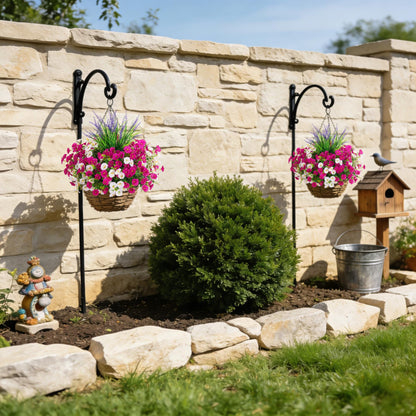 Artificial Flowers Fake Plants for Outdoors Decoration (Lightpurple White Lavender)