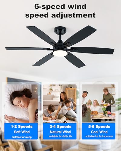 52" Ceiling Fan with Light for Bedroom