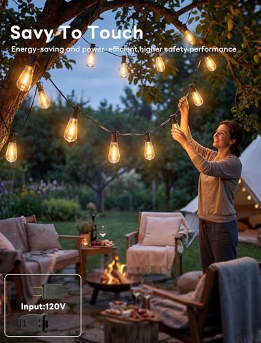 ST40 LED Outdoor String Lights with Shatterproof Vintage Edison Bulbs