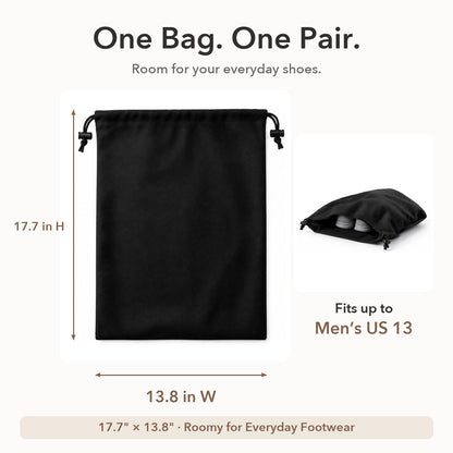 6 Pack Premium Velvet Shoe Bags for Travel & Packing in Suitcases (Black)