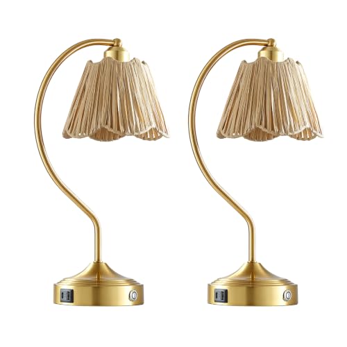Set of 2 Vintage Table Lamps with USB A+C Ports