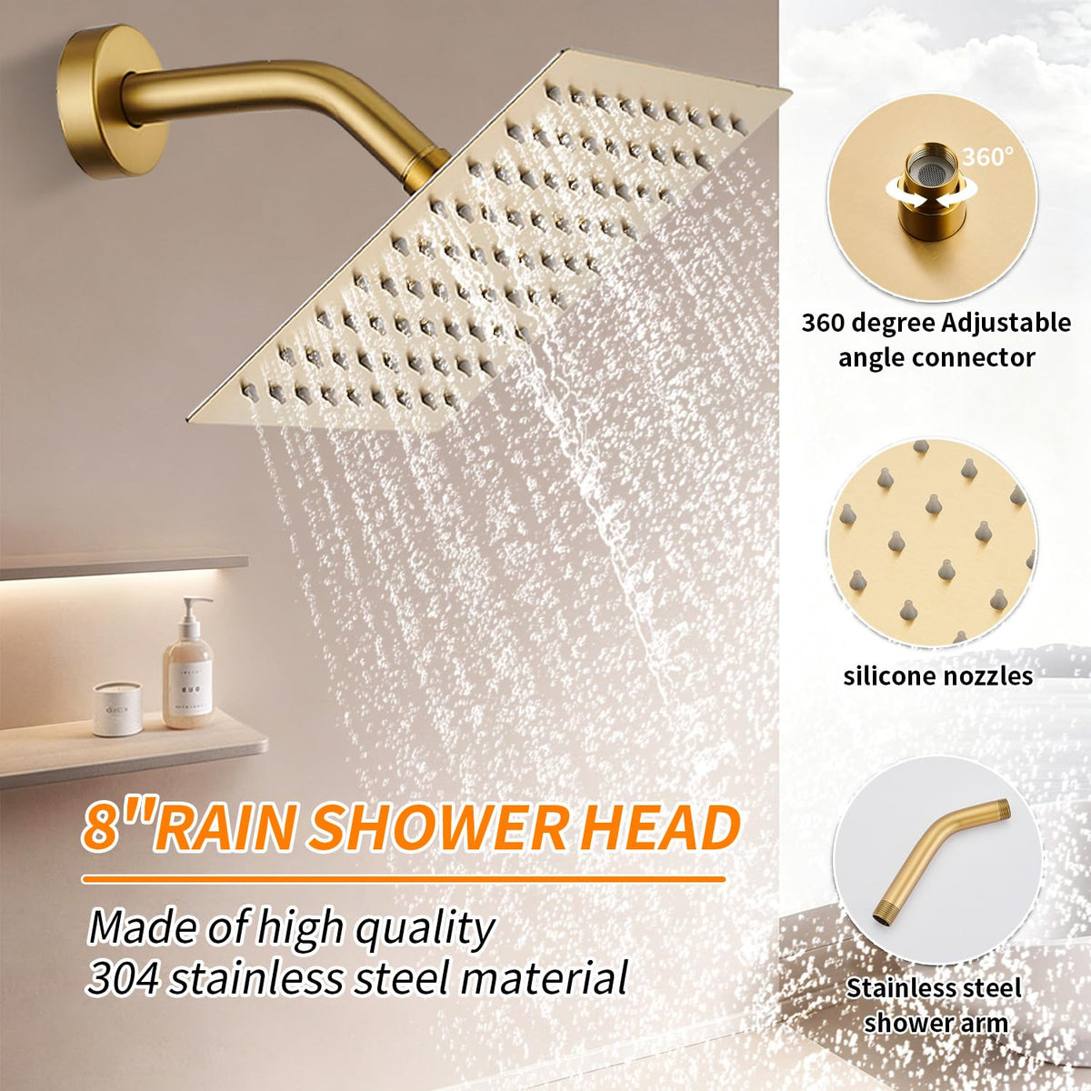Tub Shower Faucet Set Gold Brushed (Glod)